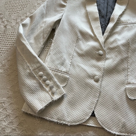 Zadig & Voltaire Virgin BF Blazer Raw Edge White Jacket Size 8 - Picture 5 of 12